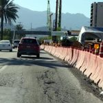 riesgo vial, deterioro de pavimento, Av. Constitución, carril exprés